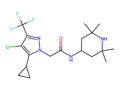 4-Chloro-5-cyclopropyl-N-(2,2,6,6-tetramethyl-4-piperidinyl)-3-(trifluoromethyl)-1H-pyrazole-1-acetamide structure