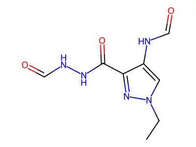 N-[1-ethyl-3-(formamidocarbamoyl)pyrazol-4-yl]formamide structure