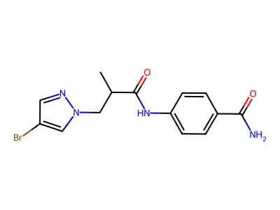 4-[[3-(4-Bromopyrazol-1-yl)-2-methylpropanoyl]amino]benzamide structure