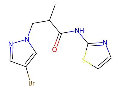 3-(4-bromopyrazol-1-yl)-2-methyl-N-(1,3-thiazol-2-yl)propanamide structure