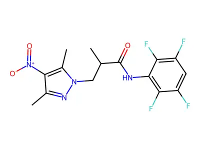 3-(3,5-dimethyl-4-nitro-1H-pyrazol-1-yl)-2-methyl-N-(2,3,5,6-tetrafluorophenyl)propanamide structure