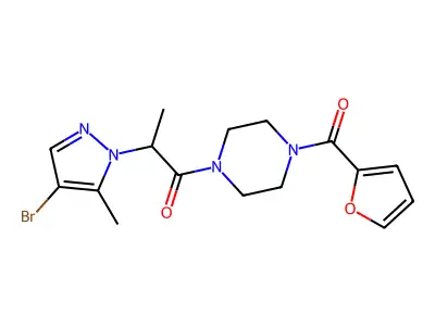 2-(4-bromo-5-methylpyrazol-1-yl)-1-[4-(furan-2-carbonyl)piperazin-1-yl]propan-1-one structure