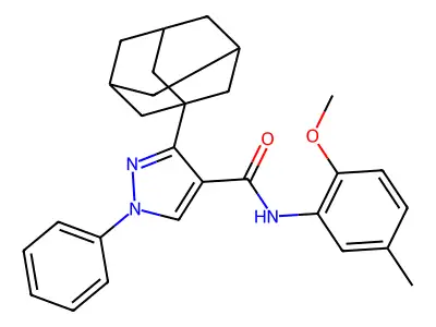 3-(1-adamantyl)-N-(2-methoxy-5-methylphenyl)-1-phenylpyrazole-4-carboxamide structure