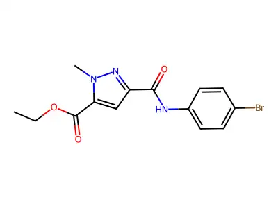ethyl 3-[(4-bromoanilino)carbonyl]-1-methyl-1H-pyrazole-5-carboxylate structure