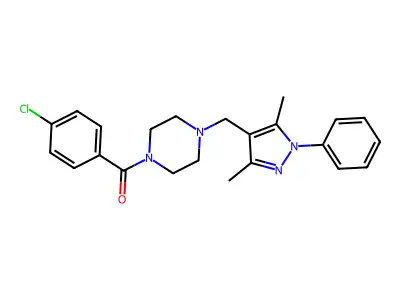(4-chlorophenyl)-[4-[(3,5-dimethyl-1-phenylpyrazol-4-yl)methyl]piperazin-1-yl]methanone structure