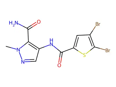 4-[(4,5-Dibromothiophene-2-carbonyl)amino]-2-methylpyrazole-3-carboxamide structure
