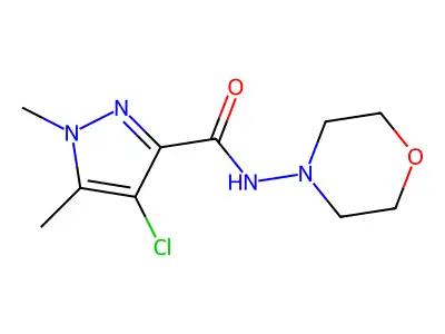 4-chloro-1,5-dimethyl-N-morpholin-4-ylpyrazole-3-carboxamide structure