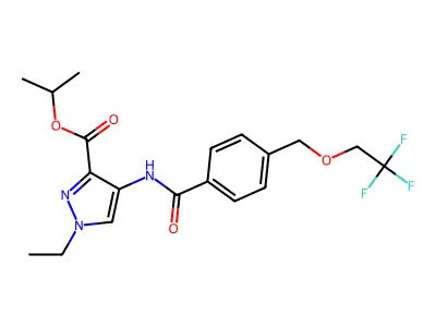 Propan-2-yl 1-ethyl-4-[[4-(2,2,2-trifluoroethoxymethyl)benzoyl]amino]pyrazole-3-carboxylate structure