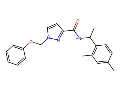 N-[1-(2,4-dimethylphenyl)ethyl]-1-(phenoxymethyl)pyrazole-3-carboxamide structure