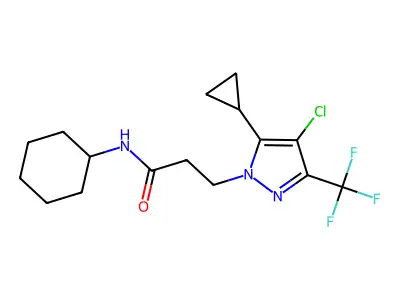 3-[4-chloro-5-cyclopropyl-3-(trifluoromethyl)-1H-pyrazol-1-yl]-N-cyclohexylpropanamide structure
