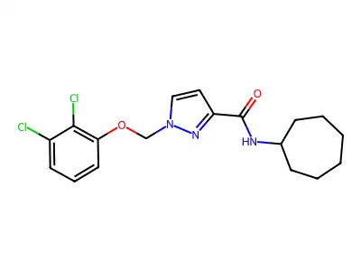 N-cycloheptyl-1-[(2,3-dichlorophenoxy)methyl]pyrazole-3-carboxamide structure