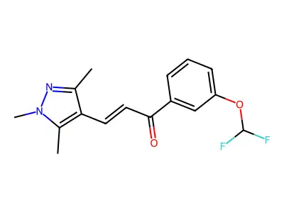 1-[3-(Difluoromethoxy)phenyl]-3-(1,3,5-trimethyl-1H-pyrazol-4-yl)-2-propen-1-one structure