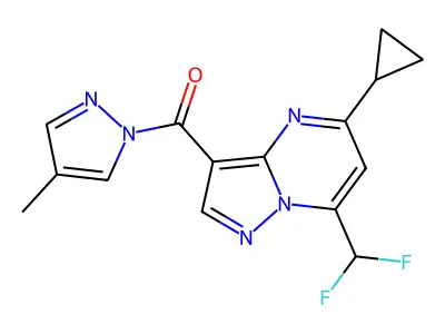 [5-cyclopropyl-7-(difluoromethyl)pyrazolo[1,5-a]pyrimidin-3-yl](4-methyl-1H-pyrazol-1-yl)methanone structure