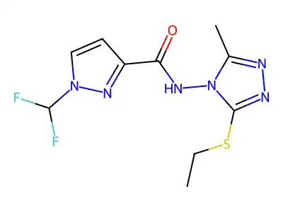 1-(Difluoromethyl)-N-[3-(ethylthio)-5-methyl-4H-1,2,4-triazol-4-yl]-1H-pyrazole-3-carboxamide structure