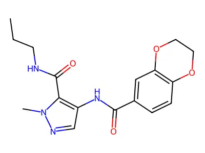 4-(2,3-dihydro-1,4-benzodioxine-6-carbonylamino)-2-methyl-N-propylpyrazole-3-carboxamide structure