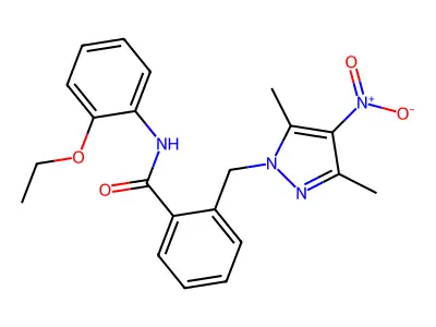 2-[(3,5-dimethyl-4-nitropyrazol-1-yl)methyl]-N-(2-ethoxyphenyl)benzamide structure