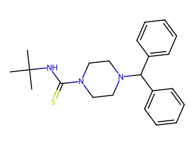 ((Tert-butyl)amino)(4-(diphenylmethyl)piperazinyl)methane-1-thione structure