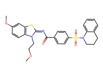 (Z)-4-((3,4-dihydroquinolin-1(2H)-yl)sulfonyl)-N-(6-methoxy-3-(2-methoxyethyl)benzo[d]thiazol-2(3H)-ylidene)benzamide structure
