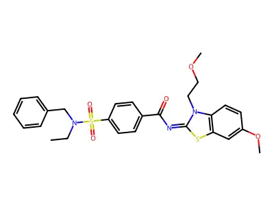 4-[benzyl(ethyl)sulfamoyl]-N-[6-methoxy-3-(2-methoxyethyl)-1,3-benzothiazol-2-ylidene]benzamide structure
