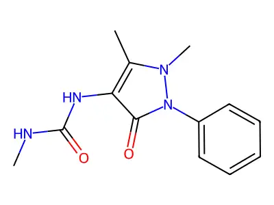 1-(1,5-dimethyl-3-oxo-2-phenyl-2,3-dihydro-1H-pyrazol-4-yl)-3-methylurea structure