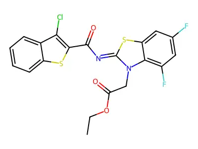 (Z)-ethyl 2-(2-((3-chlorobenzo[b]thiophene-2-carbonyl)imino)-4,6-difluorobenzo[d]thiazol-3(2H)-yl)acetate structure