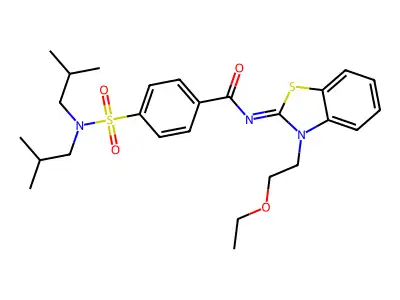 (Z)-4-(N,N-diisobutylsulfamoyl)-N-(3-(2-ethoxyethyl)benzo[d]thiazol-2(3H)-ylidene)benzamide structure
