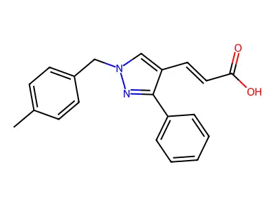 3-[1-[(4-Methylphenyl)methyl]-3-phenylpyrazol-4-yl]prop-2-enoic acid structure