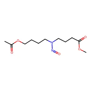 Butyric acid, 4-((4-hydroxybutyl)nitrosamino)-, methyl ester, acetate structure