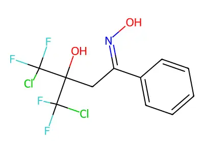 1-Butanone, 4-chloro-3-(chlorodifluoromethyl)-4,4-difluoro-3-hydroxy-1-phenyl-, oxime structure