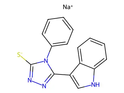 sodium 5-(1H-indol-3-yl)-4-phenyl-4H-1,2,4-triazole-3-thiolate structure