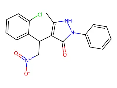 4-(1-(2-chlorophenyl)-2-nitroethyl)-3-methyl-1-phenyl-1H-pyrazol-5-ol structure