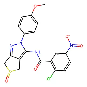 2-chloro-N-(2-(4-methoxyphenyl)-5-oxido-4,6-dihydro-2H-thieno[3,4-c]pyrazol-3-yl)-5-nitrobenzamide structure