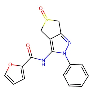 N-(5-oxido-2-phenyl-4,6-dihydro-2H-thieno[3,4-c]pyrazol-3-yl)furan-2-carboxamide structure