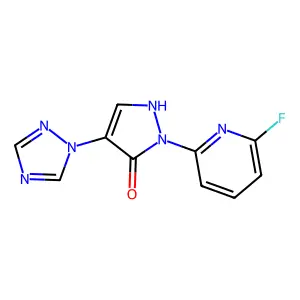 1-(6-fluoro-2-pyridinyl)-4-(1H-1,2,4-triazol-1-yl)-1H-pyrazol-5-ol structure