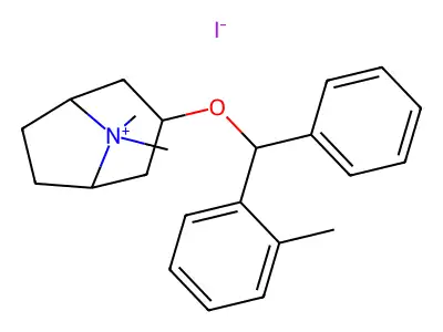 Tropanium, 8-methyl-3-(alpha-(o-tolyl)benzyloxy)-, iodide structure
