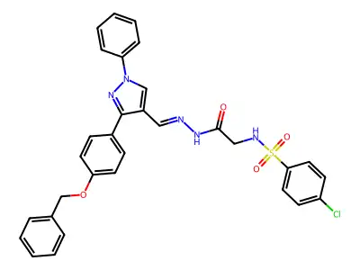 N-[(4-Chlorophenyl)sulfonyl]glycine 2-[[1-phenyl-3-[4-(phenylmethoxy)phenyl]-1H-pyrazol-4-yl]methylene]hydrazide structure