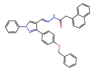 1-Naphthaleneacetic acid, 2-[[1-phenyl-3-[4-(phenylmethoxy)phenyl]-1H-pyrazol-4-yl]methylene]hydrazide structure