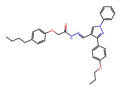2-(4-butylphenoxy)-N-[[1-phenyl-3-(4-propoxyphenyl)pyrazol-4-yl]methylideneamino]acetamide structure