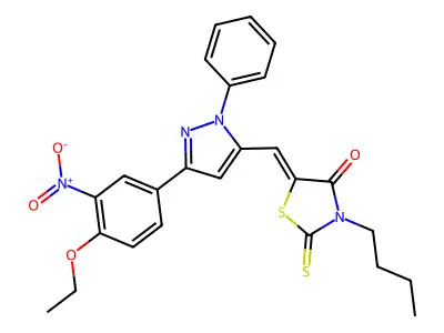 3-Butyl-5-[[3-(4-ethoxy-3-nitrophenyl)-1-phenyl-1H-pyrazol-5-yl]methylene]-2-thioxo-4-thiazolidinone structure