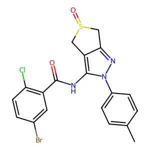 5-bromo-2-chloro-N-[2-(4-methylphenyl)-5-oxo-4,6-dihydrothieno[3,4-c]pyrazol-3-yl]benzamide structure