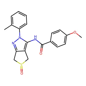 4-methoxy-N-[2-(2-methylphenyl)-5-oxo-4,6-dihydrothieno[3,4-c]pyrazol-3-yl]benzamide structure