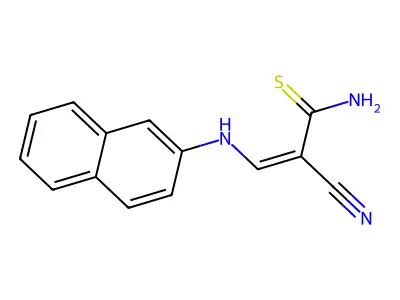 (2Z)-2-cyano-3-(naphthalen-2-ylamino)prop-2-enethioamide structure