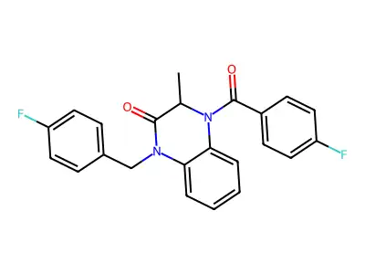 4-(4-fluorobenzoyl)-1-(4-fluorobenzyl)-3-methyl-3,4-dihydro-2(1H)-quinoxalinone structure