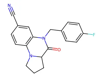 5-(4-fluorobenzyl)-4-oxo-1,2,3,3a,4,5-hexahydropyrrolo[1,2-a]quinoxaline-7-carbonitrile structure