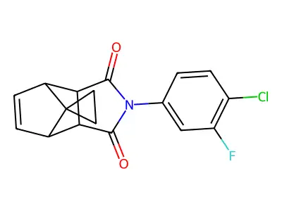 (3aR,4R,7S,7aS)-2-(4-chloro-3-fluorophenyl)-3a,4,7,7a-tetrahydro-1H-spiro[4,7-methanoisoindole-8,1'-cyclopropane]-1,3(2H)-dione structure