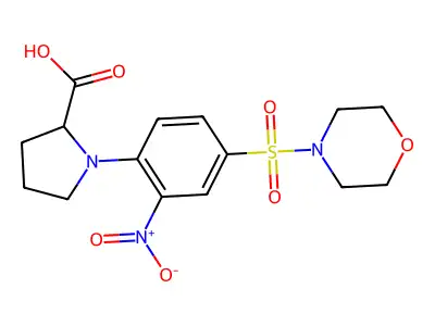 1-[4-(Morpholine-4-sulfonyl)-2-nitrophenyl]pyrrolidine-2-carboxylic acid structure