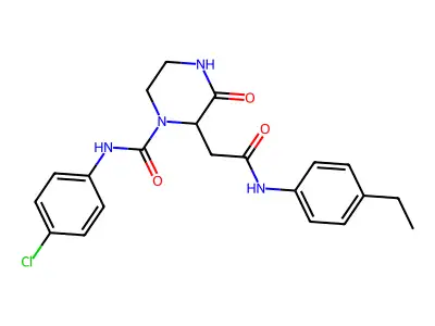 N-(4-chlorophenyl)-2-(2-((4-ethylphenyl)amino)-2-oxoethyl)-3-oxopiperazine-1-carboxamide structure