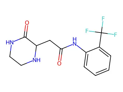2-(3-oxopiperazin-2-yl)-N-[2-(trifluoromethyl)phenyl]acetamide structure