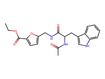 ethyl 5-{[(N-acetyltryptophyl)amino]methyl}-2-furoate structure