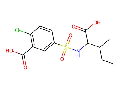 5-[(1-Carboxy-2-methylbutyl)sulfamoyl]-2-chlorobenzoic acid structure